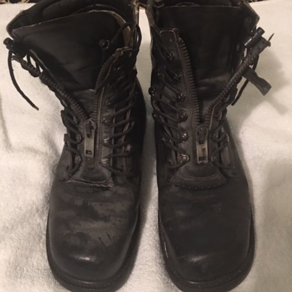 Men's Black Wide Zip Up Work Boots